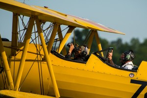 My first open cockpit flight in a BT17 Stearman at the Flying Circus Balloon Festival in Bealeton, VA. (Photo by Steven Glintz.)